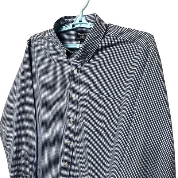 Abercrombie & Fitch Muscle Shirt mens XL blue/ white check button down - Picture 3 of 6